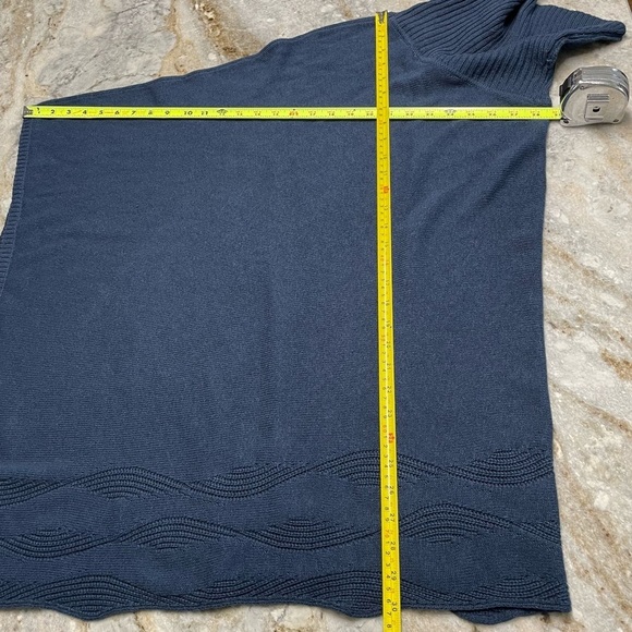 Soft Surroundings Wool Cashmere blend knit sweater poncho navy blue one size - Picture 5 of 8